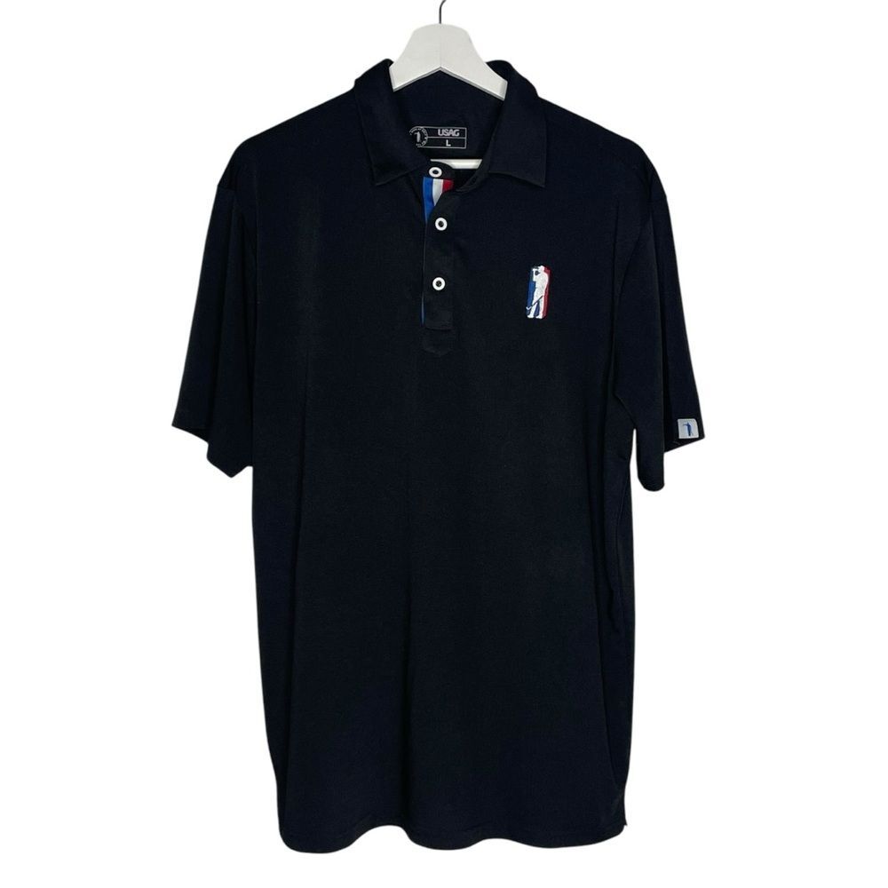 USAG U Suck At Golf Black Golf Polo Large